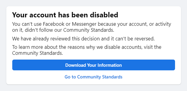 Banned From Facebook